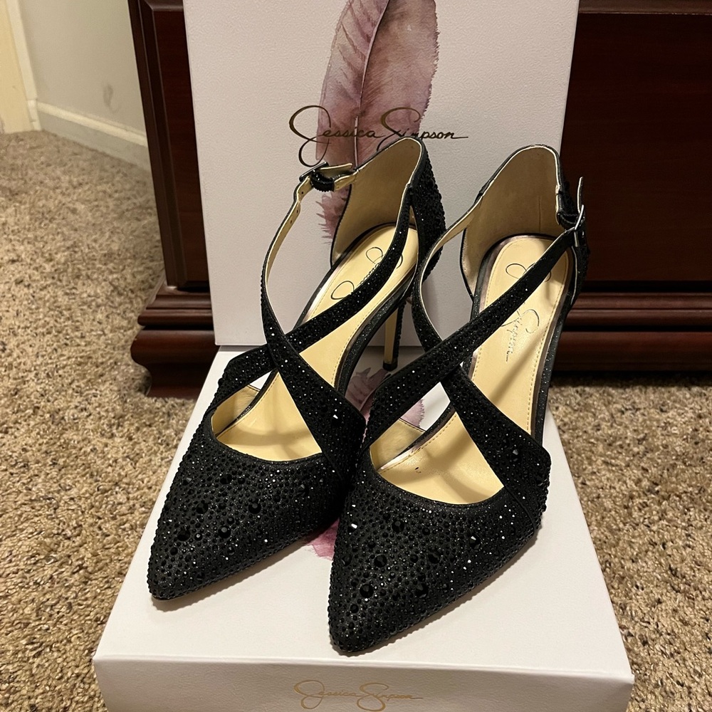 Jessica Simpson Black Sparkle Heels
